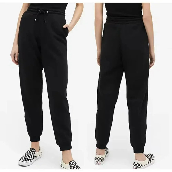 Monki Jogger Track Sweatpants High Rise Waist Size XS Black Pintucked Cuff Ankle - Picture 3 of 13